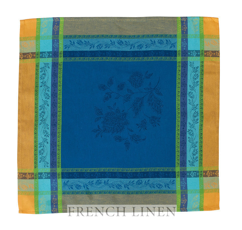 french linen jacquard table napkin in blue