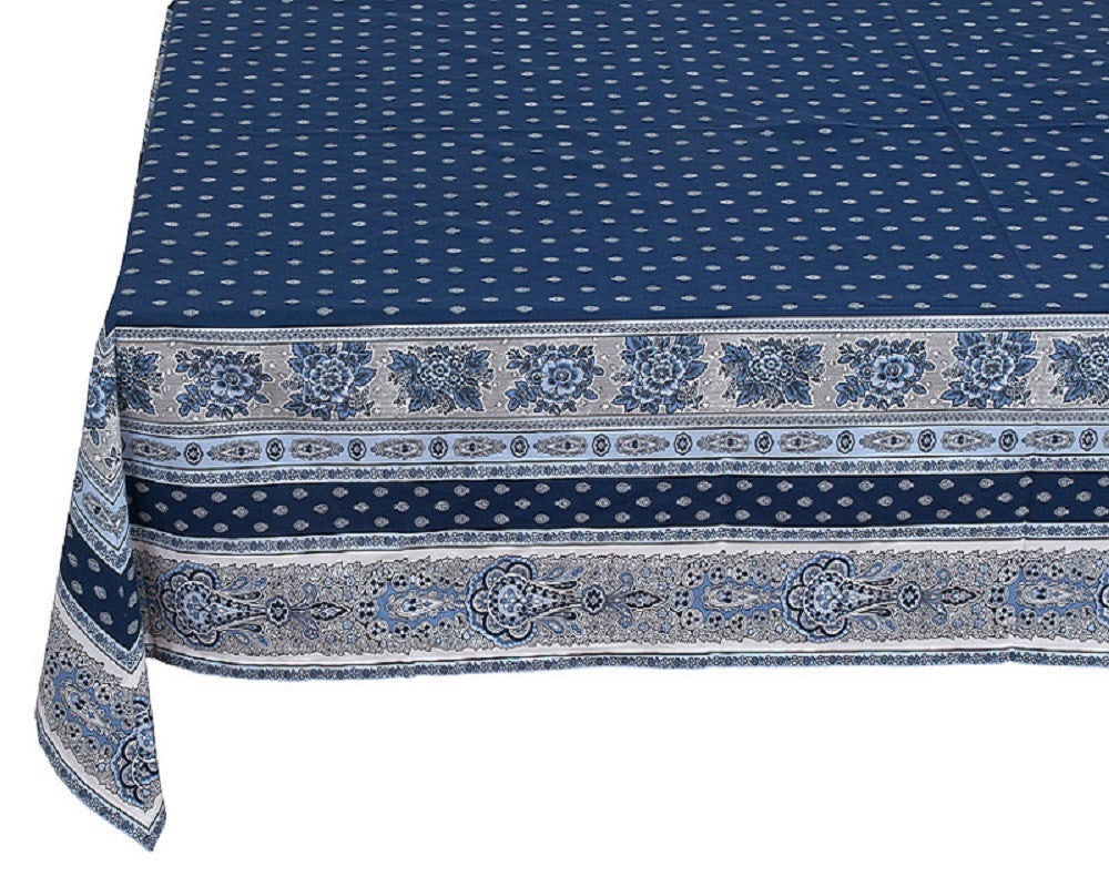 "Bastide" Double Border Rectangle Cotton Tablecloth