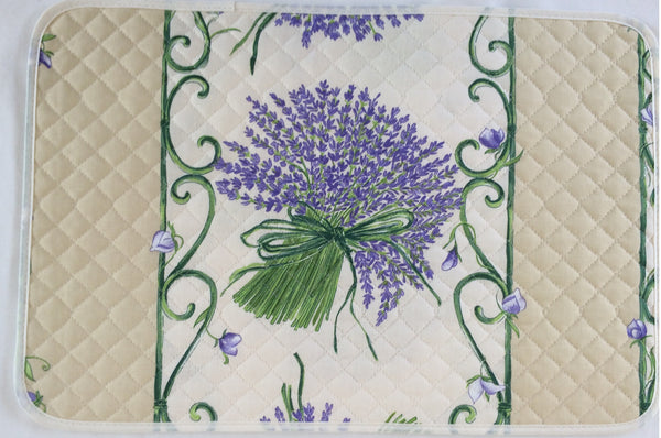 french linen placemat with lavender design in ecru