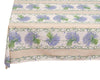 french linen rectangle tablecloth with lavender design in ecru