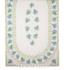 french linen rectangle tablecloth with placed pattern in ecru