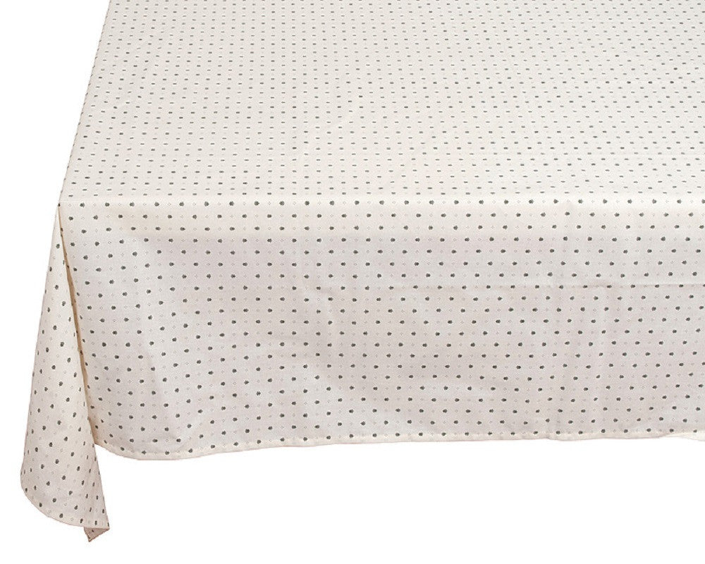 french linen rectangle tablecloth with traditional design in ecru