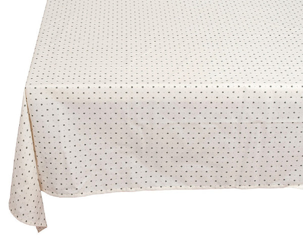 french linen rectangle tablecloth with traditional design in ecru