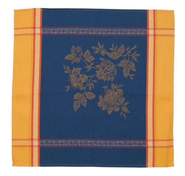 french linen jacquard table napkin in yellow and blue